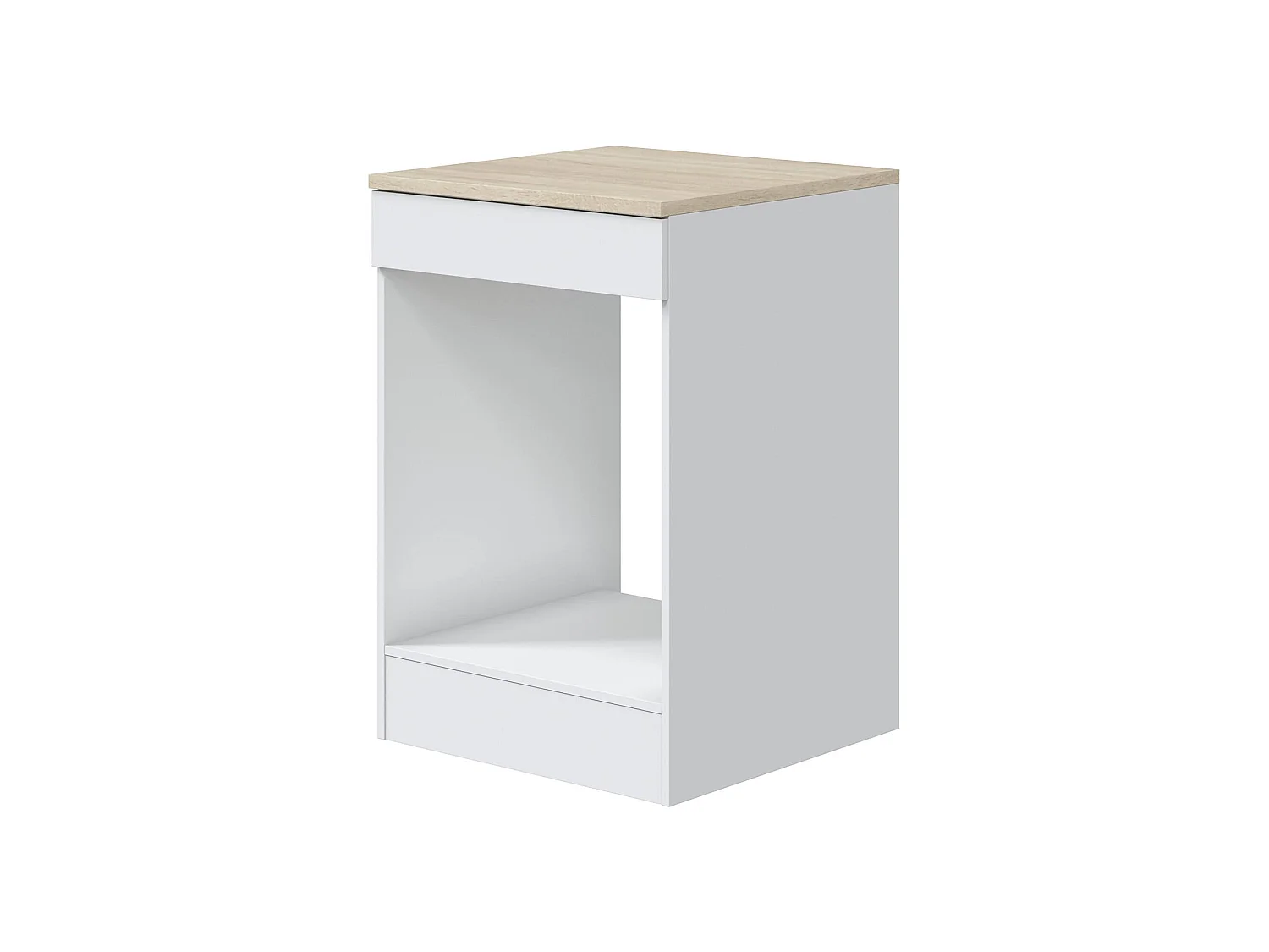 Cocina Velvenia, un cajón, blanco, cocinita, 7 estantes, apertura abatible, corredera, Electrodomésticos no incluidos