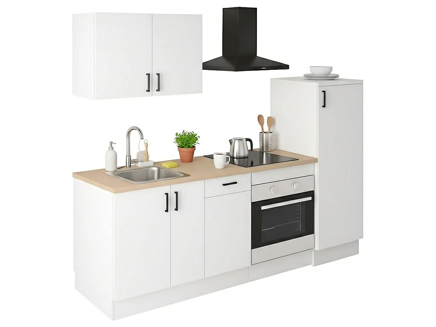 Cocina Telinea, un cajón, Blanco, cocineta, modular, 6 estantes, Electrodomésticos no incluidos
