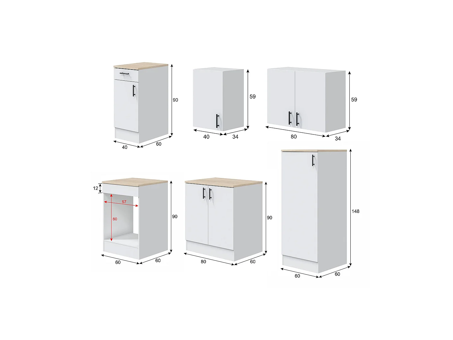 Cocina Telinea, un cajón, Blanco, cocineta, modular, 6 estantes, Electrodomésticos no incluidos
