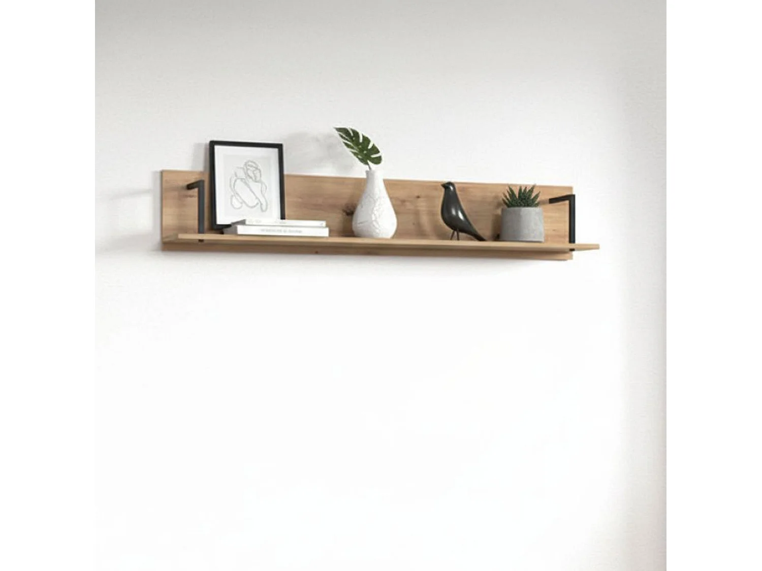 Mensola Oriolo, un Ripiano, 138x21x24h cm Marrone Rovere Nodi, Portata Ripiani 5, Sfumatura Colore Struttura Rovere Nodi