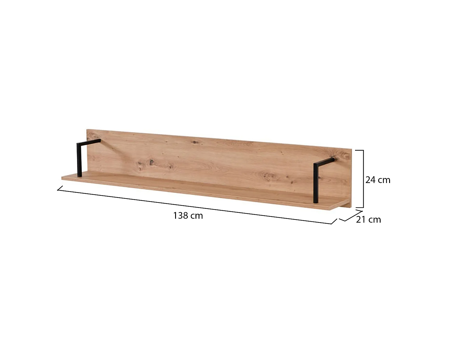 Mensola Oriolo, un Ripiano, 138x21x24h cm Marrone Rovere Nodi, Portata Ripiani 5, Sfumatura Colore Struttura Rovere Nodi