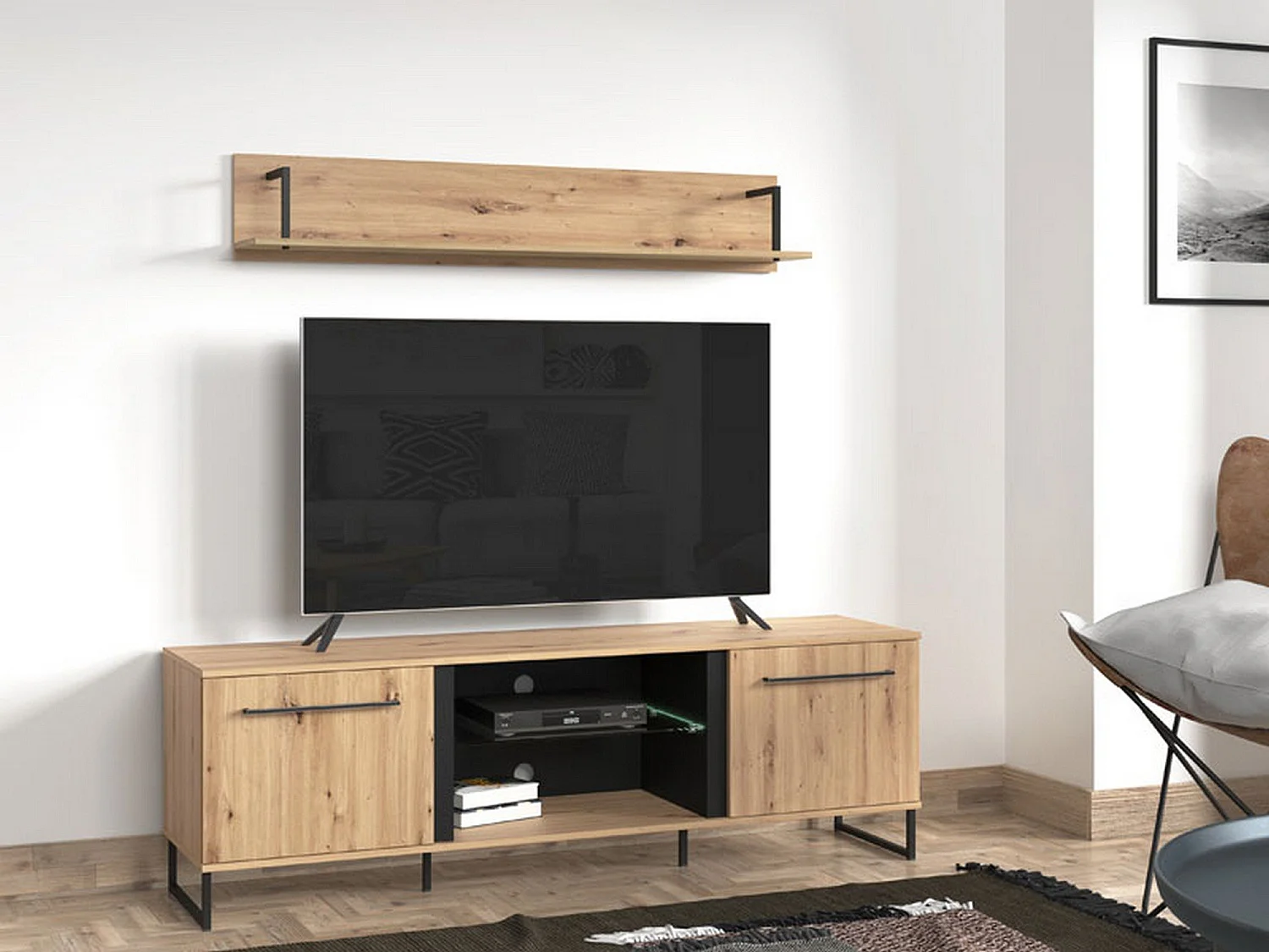 Mensola Oriolo, un Ripiano, 138x21x24h cm Marrone Rovere Nodi, Portata Ripiani 5, Sfumatura Colore Struttura Rovere Nodi