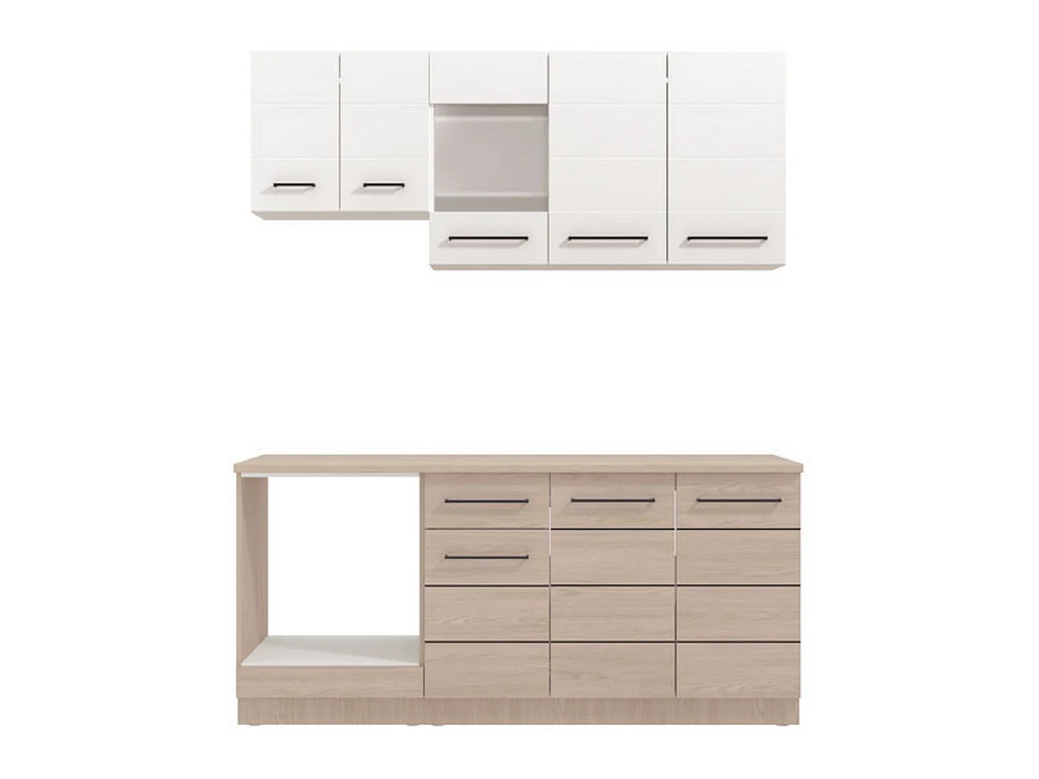 Cucina Colombo, un Cassetto, Bianco, Cucinino, 10 Ripiani, Elettrodomestici non inclusi, 8 Ante