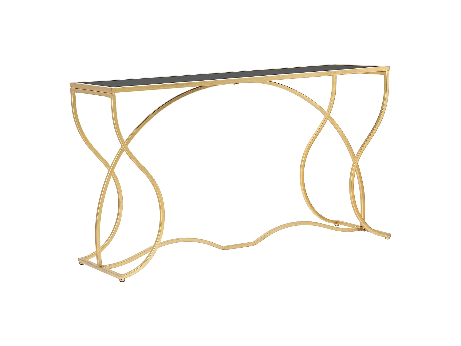 Console Otepaa, un plateau, 130x40x75h cm or fumé, structure en verre, plateau transparent
