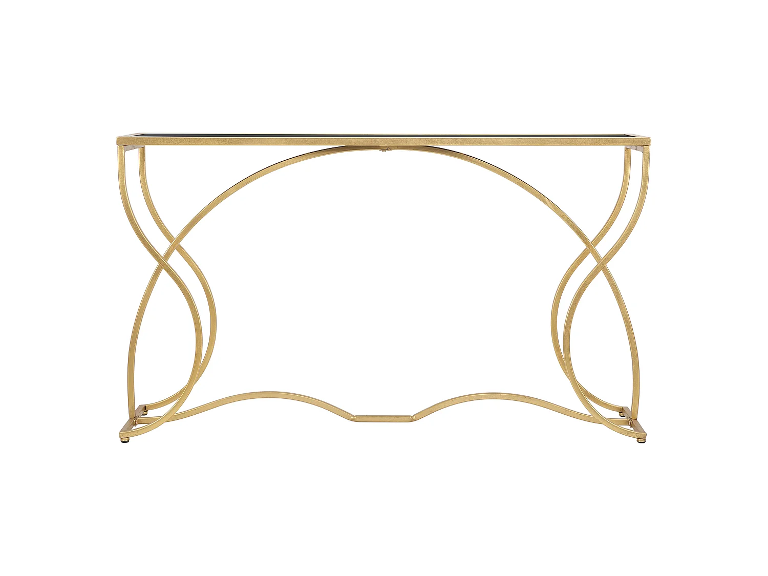 Console Otepaa, un plateau, 130x40x75h cm or fumé, structure en verre, plateau transparent
