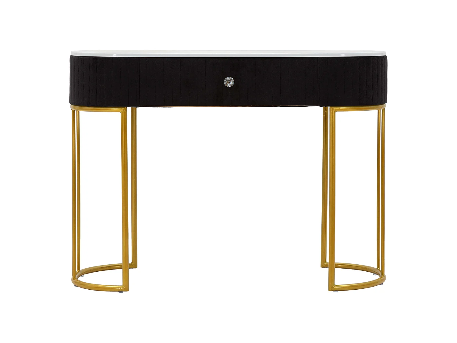 Consolle Marsa, un Ripiano, 100x43x74h cm oro, Piano Effetto Marmo con 1 Cassetto, Materiale Struttura in Tessuto