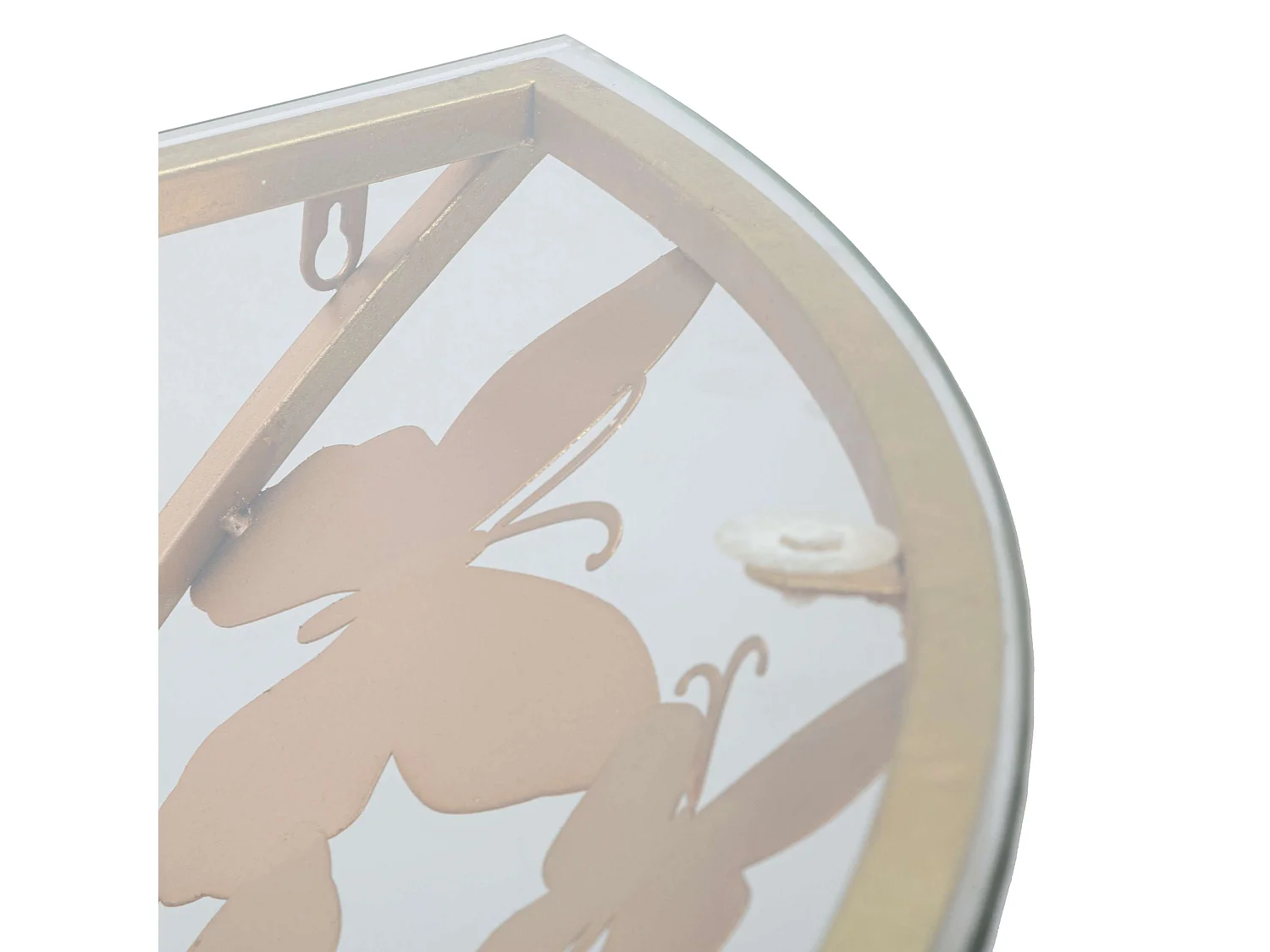 Console Azrou, un Plateau, 120x41x37h cm or, Base avec Décor Papillons, Structure en Verre