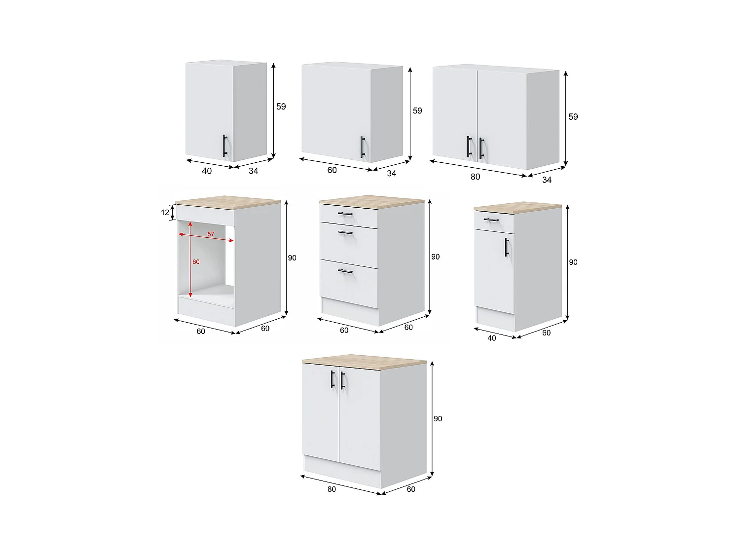 Cocina Silfora, 4 cajones, blanco, cocineta, modulable, 7 estantes, Electrodomésticos no incluidos