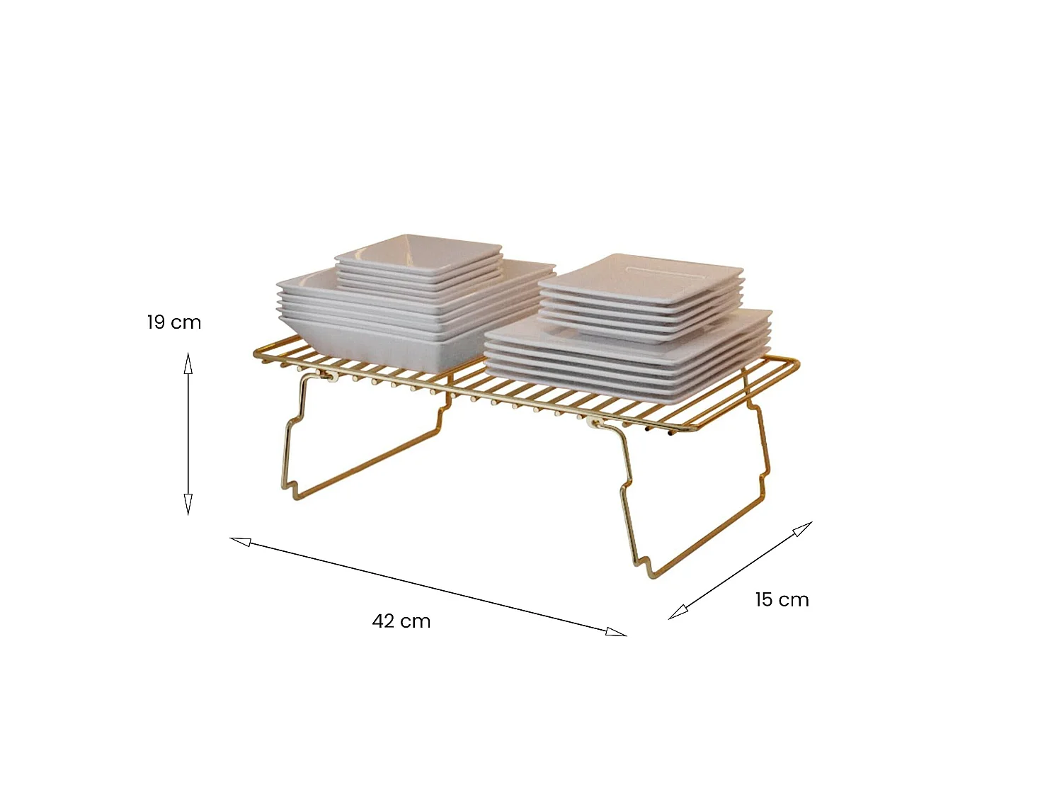 Mensola Usagi, un Ripiano, 15x42x19h cm oro, Portata Ripiani 2, Colore Struttura Marrone