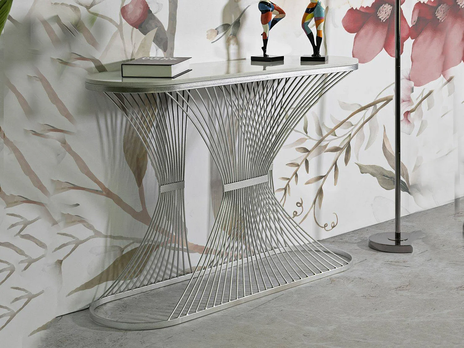 Branduzzo console, draagvermogen 40 kg, 120x35x79h cm zilver, kleur blad zilver