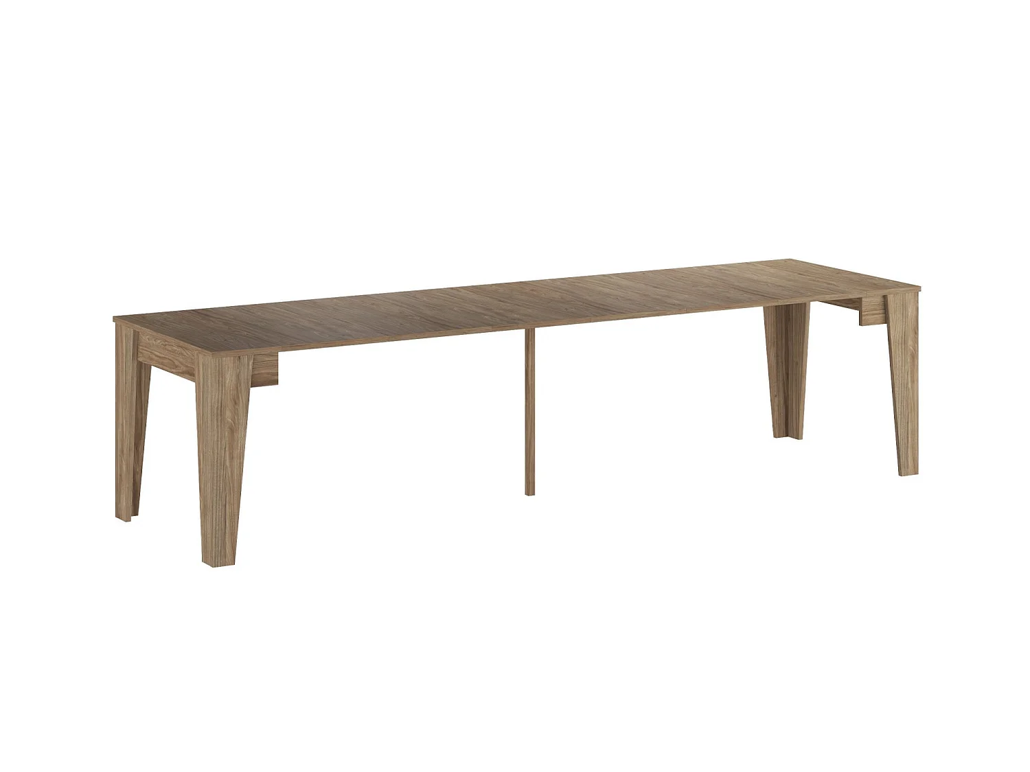 Console Extensible Gizion, 306x90x75h cm Chêne Marron, 12 Places, Mécanisme de Rallonges Centrales