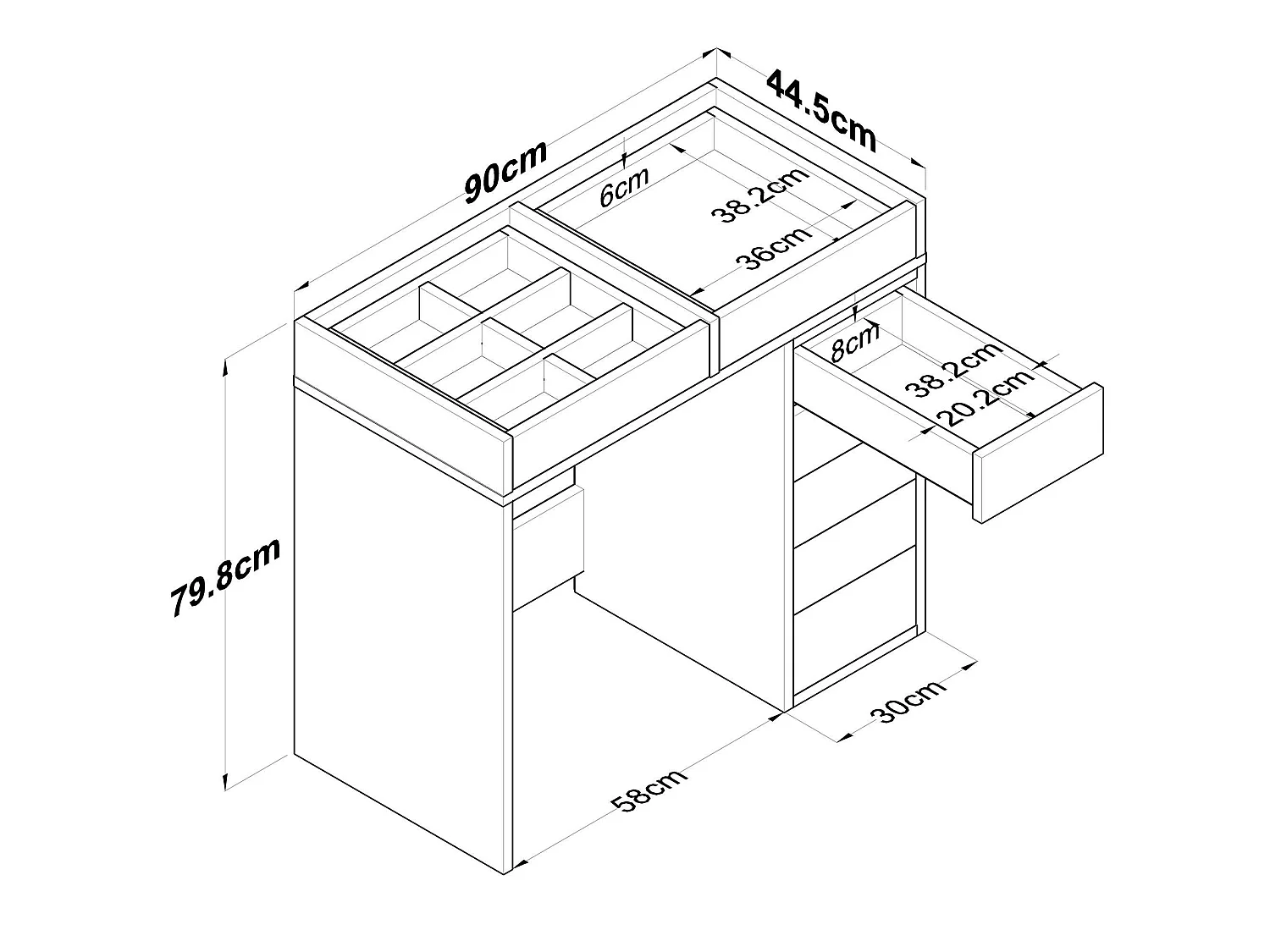 Consolle Aldhibah, Materiale Struttura in Legno Nobilitato, 44.5x90x79.8h cm Bianco
