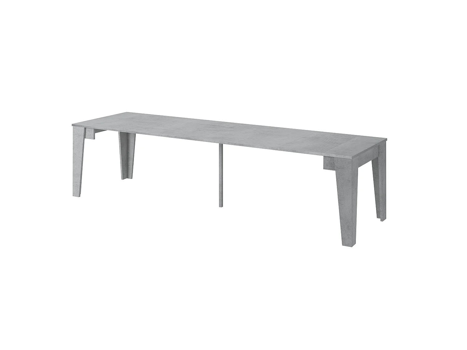 Console Extensible Gizio, 306x90x75h cm Gris Ciment, 12 Places, Mécanisme d'Extension Centré