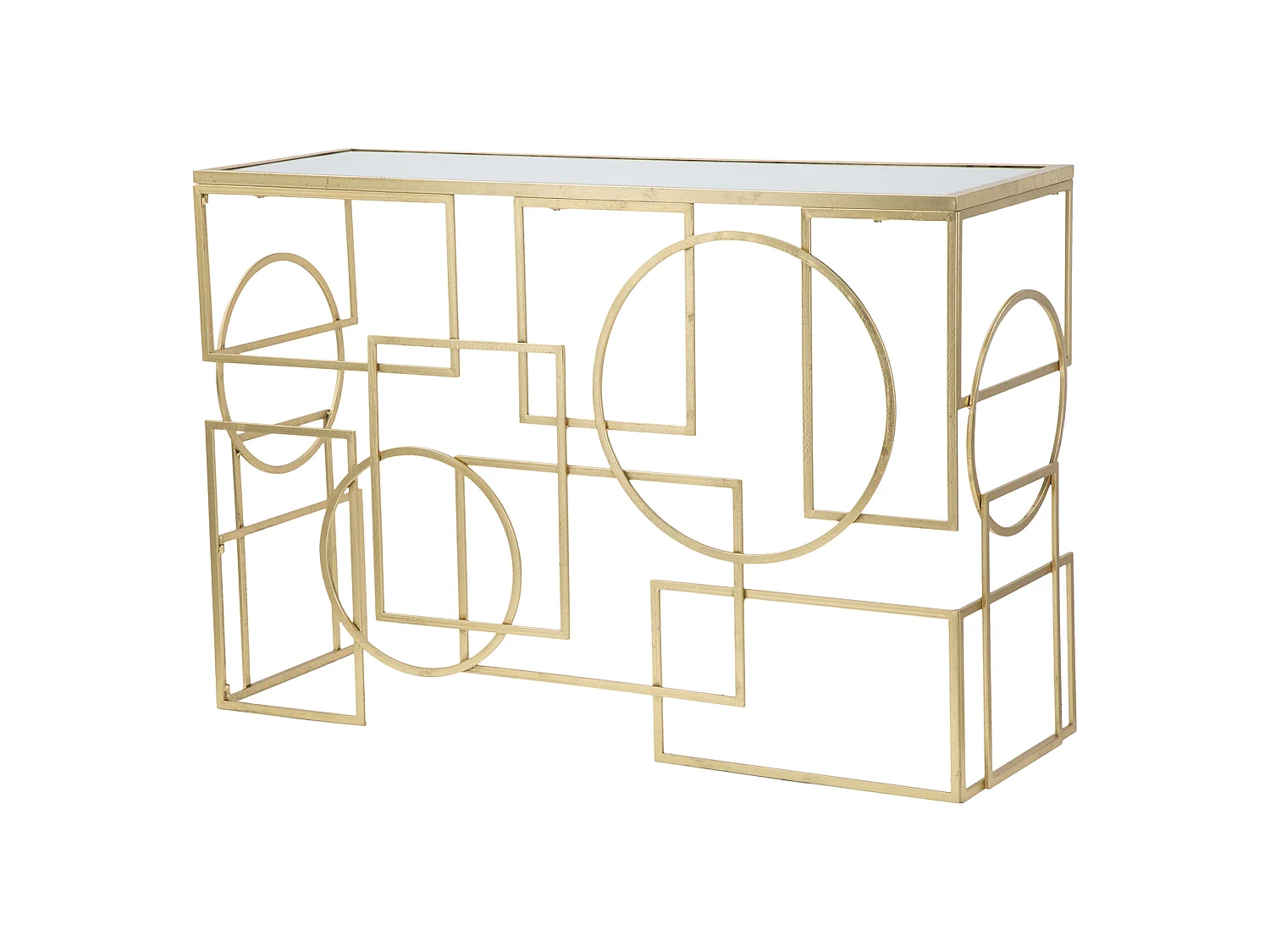 Consolle Rankin, un Ripiano, 120x41x81h cm oro, Materiale Struttura in Vetro, Colore Ripiano Trasparente