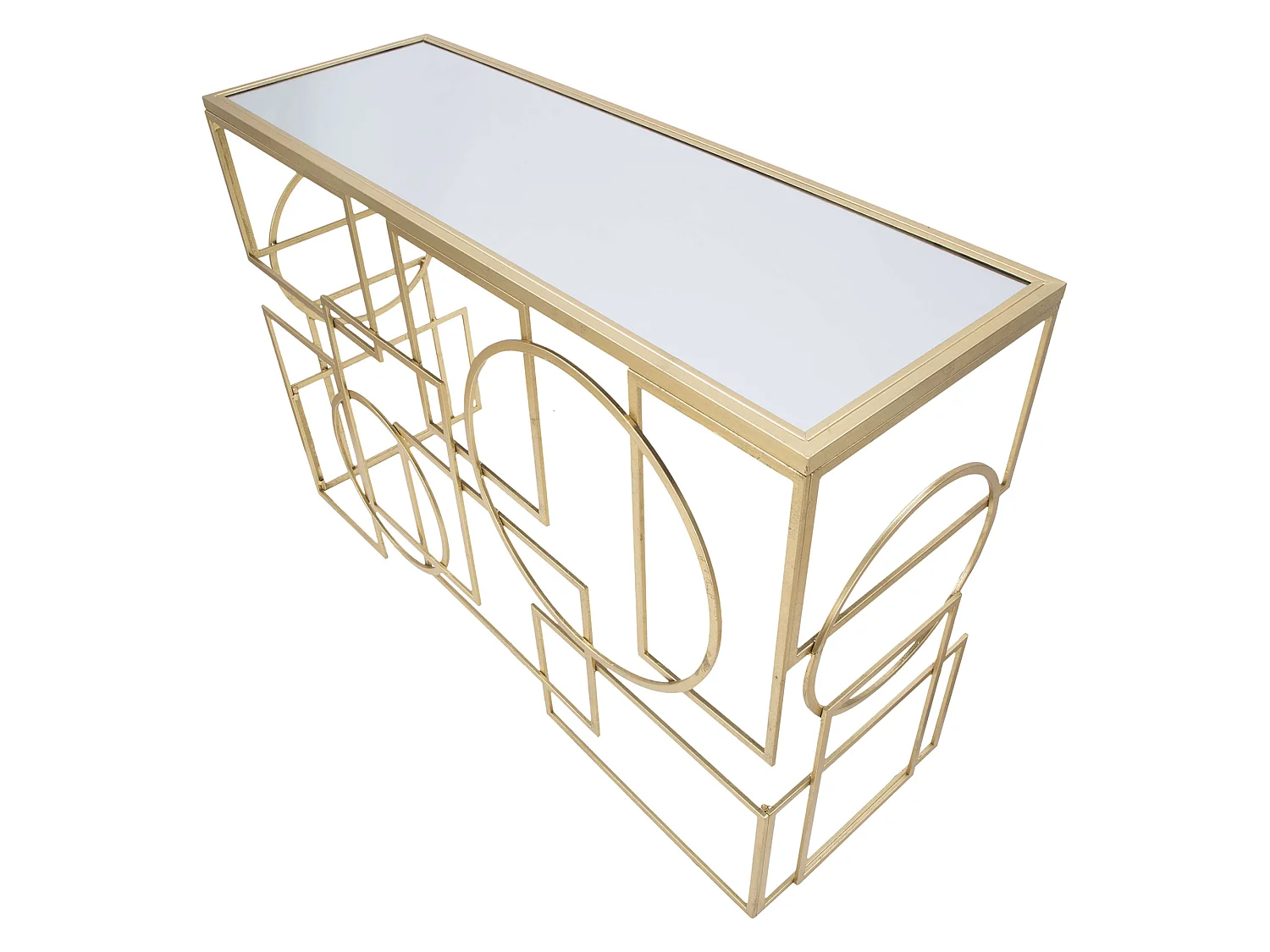 Consolle Rankin, un Ripiano, 120x41x81h cm oro, Materiale Struttura in Vetro, Colore Ripiano Trasparente