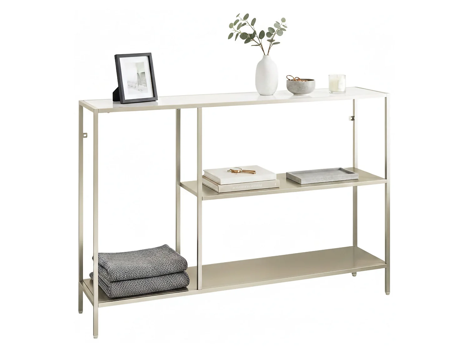 Console Vaprio, 2 étagères, 30x120x80h cm Blanc crème