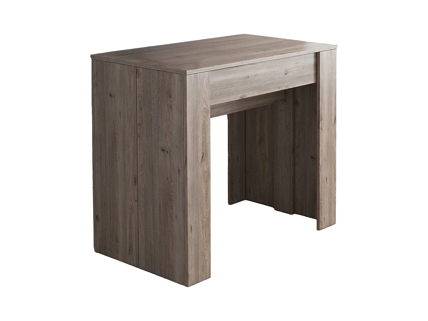 Consola extensível Vaelis, 10 lugares, 237x90x77h cm, carvalho castanho, mecanismo de extensão com extensões centrais