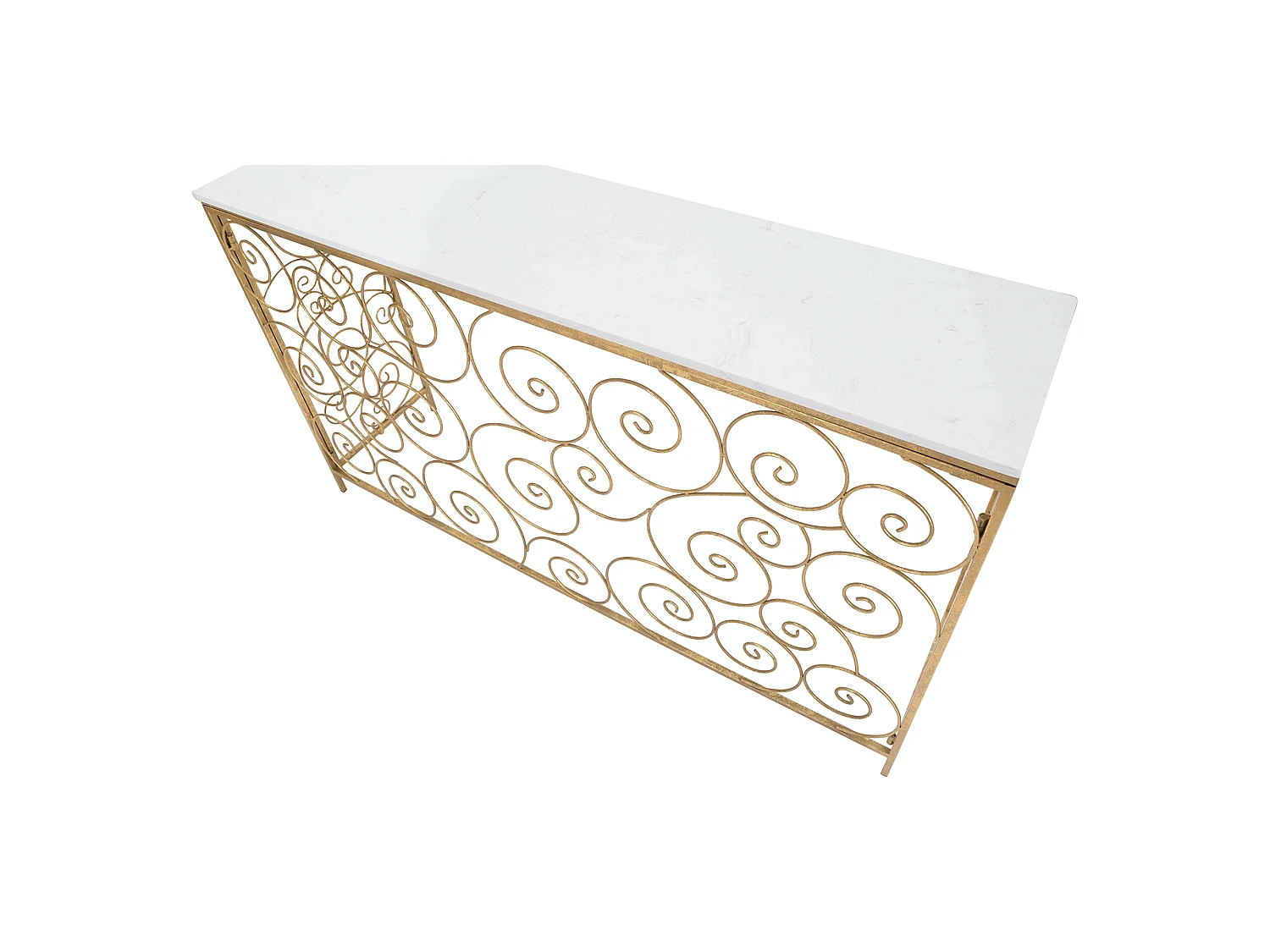Consolle Goris, un Ripiano, 140x36x82h cm Bianco, Materiale Struttura in Marmo, Colore Ripiano Bianco