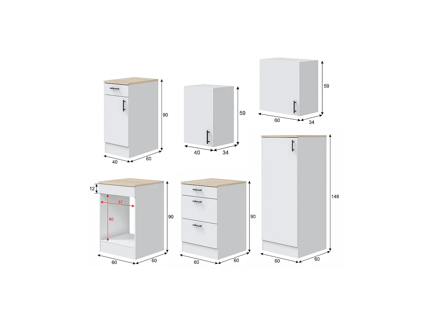 Cocina Althenis, 4 cajones, blanco, cocineta, 5 estantes, apertura abatible, corredera, Electrodomésticos no incluidos