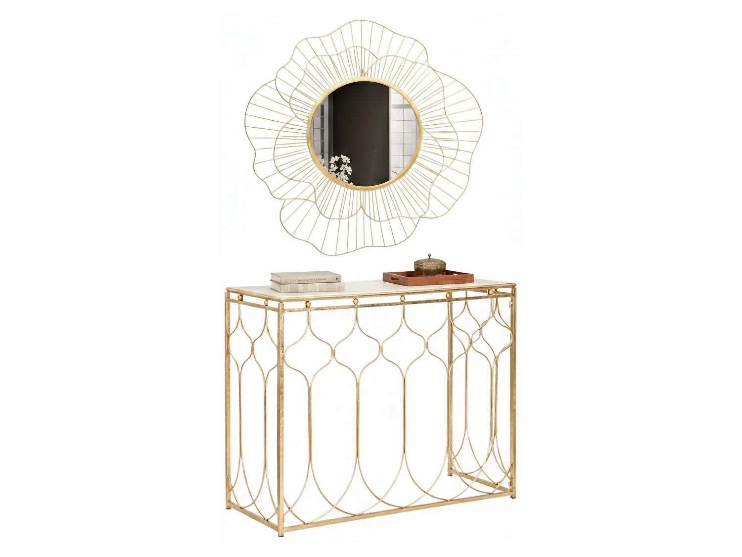Console Hadata, Plateau couleur or, 91x41x78h cm or,