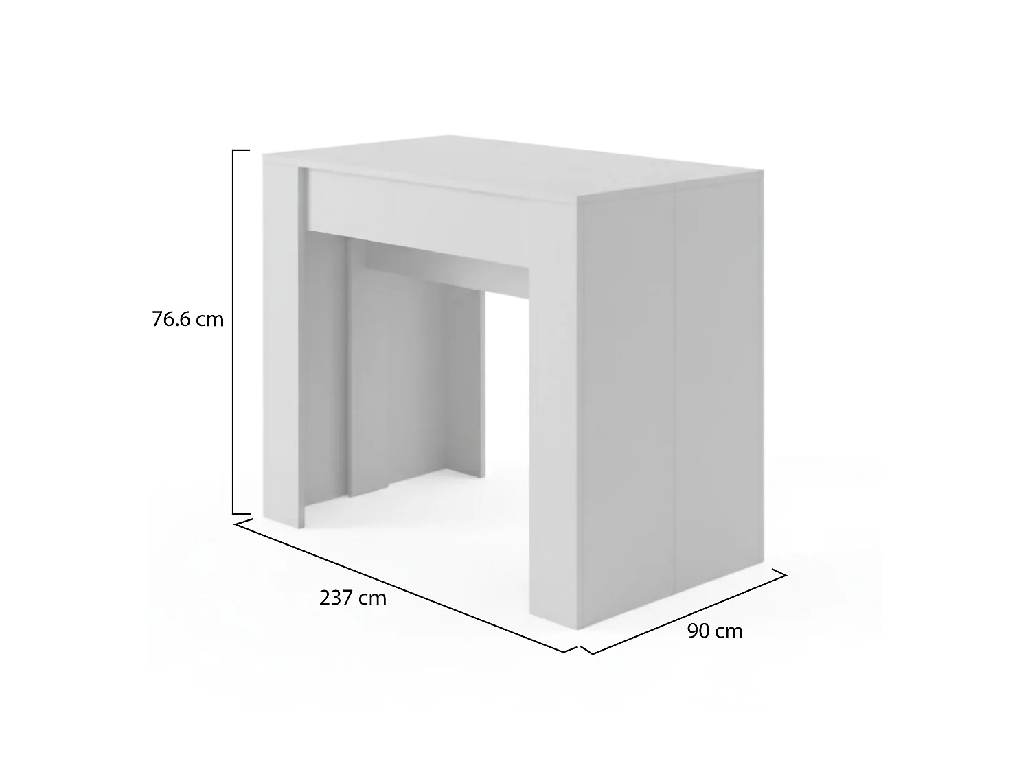 Consolle Allungabile Vaelis, 10 Posti, 90x237x76.6h cm Bianco
