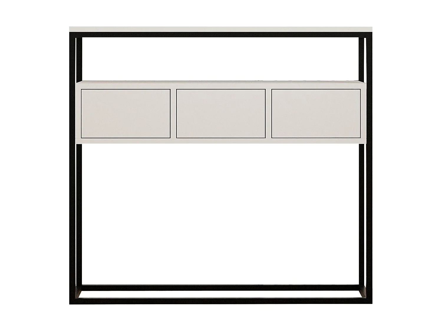 Consolle Pianfei, un Ripiano, 100x29x90h cm Bianco, un Vano, Colore Struttura Nero