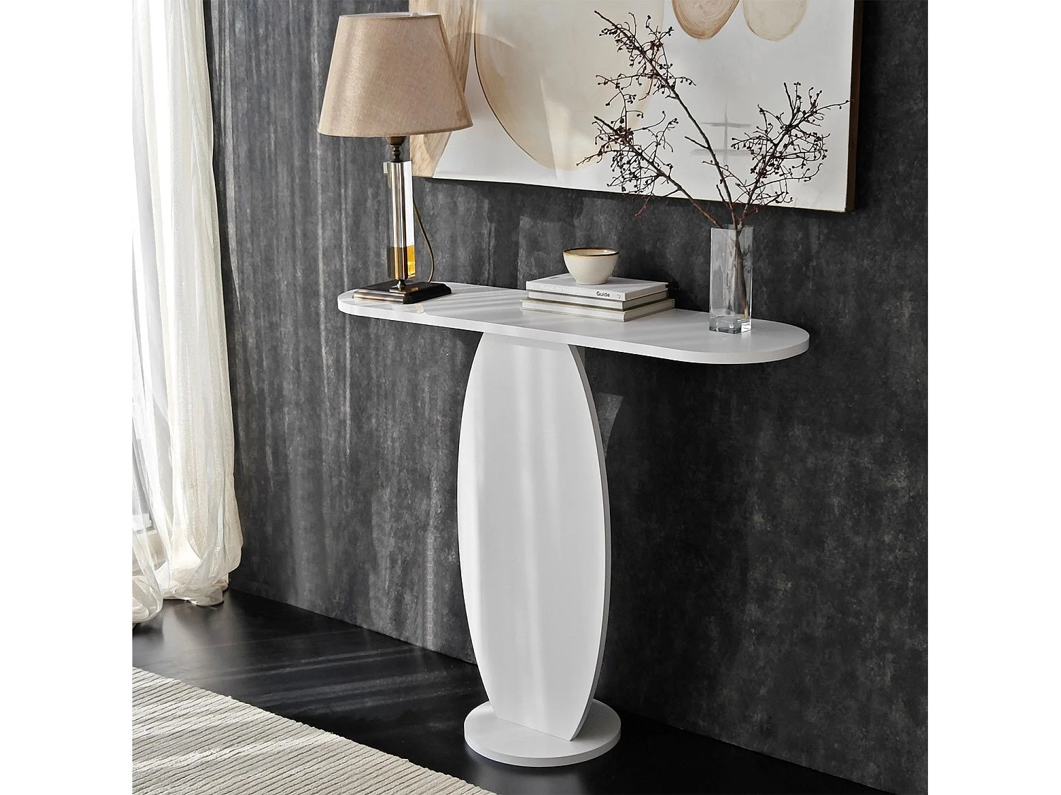 Consolle Ramacca, Colore Ripiano Bianco, 100x30x81h cm Bianco,