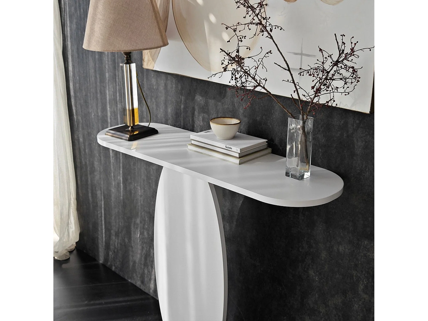Consolle Ramacca, Colore Ripiano Bianco, 100x30x81h cm Bianco,