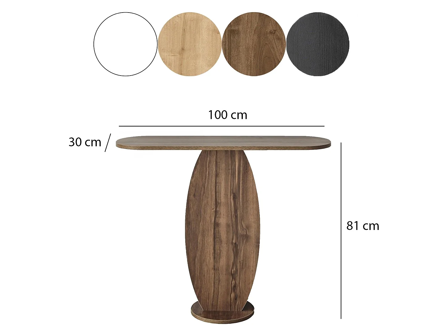 Consolle Ramacca, Colore Ripiano Marrone, 100x30x81h cm Marrone Noce, Sfumatura Colore Struttura Noce, Sfumatura Colore Ripiano Noce