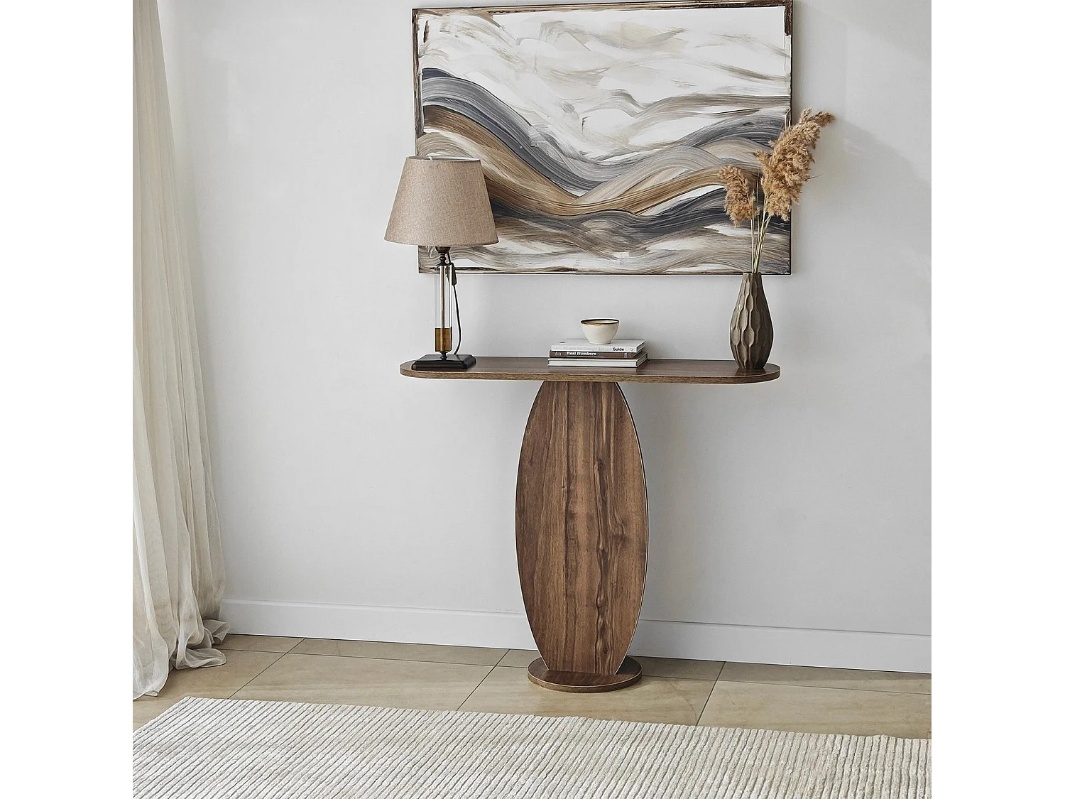 Consolle Ramacca, Colore Ripiano Marrone, 100x30x81h cm Marrone Noce, Sfumatura Colore Struttura Noce, Sfumatura Colore Ripiano Noce