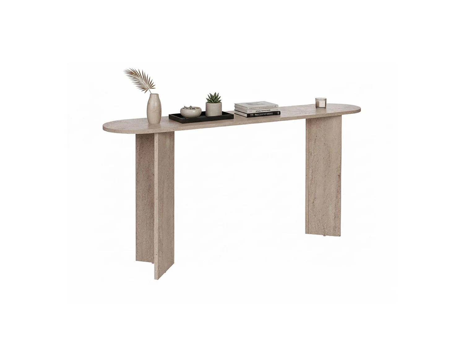 Consolle Cercino, un Ripiano, 150x35x75h cm Bianco Marmo, Peso Supportato 25 kg, Colore Ripiano Bianco