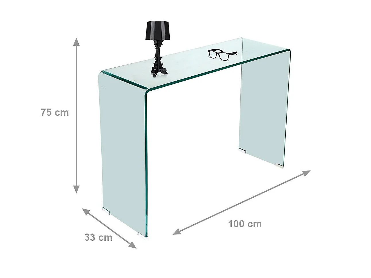 Console Cavedine, Plateau Transparent, 100x33x75h cm Transparent,