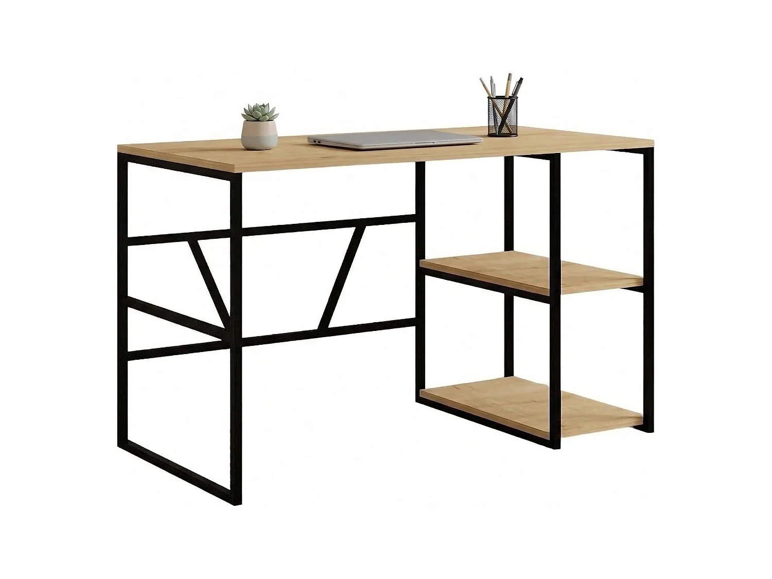 Konsole Persiceto, ein Regal, 120x60x74h cm Eichenbraun, 2 Fächer, Regalfarbe Braun