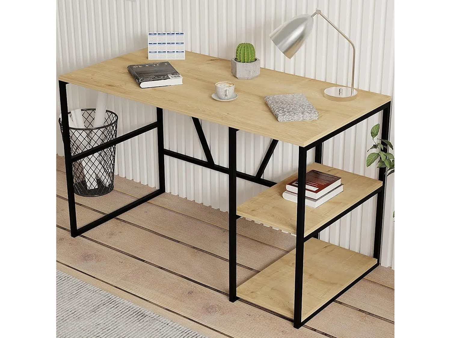 Konsole Persiceto, ein Regal, 120x60x74h cm Eichenbraun, 2 Fächer, Regalfarbe Braun