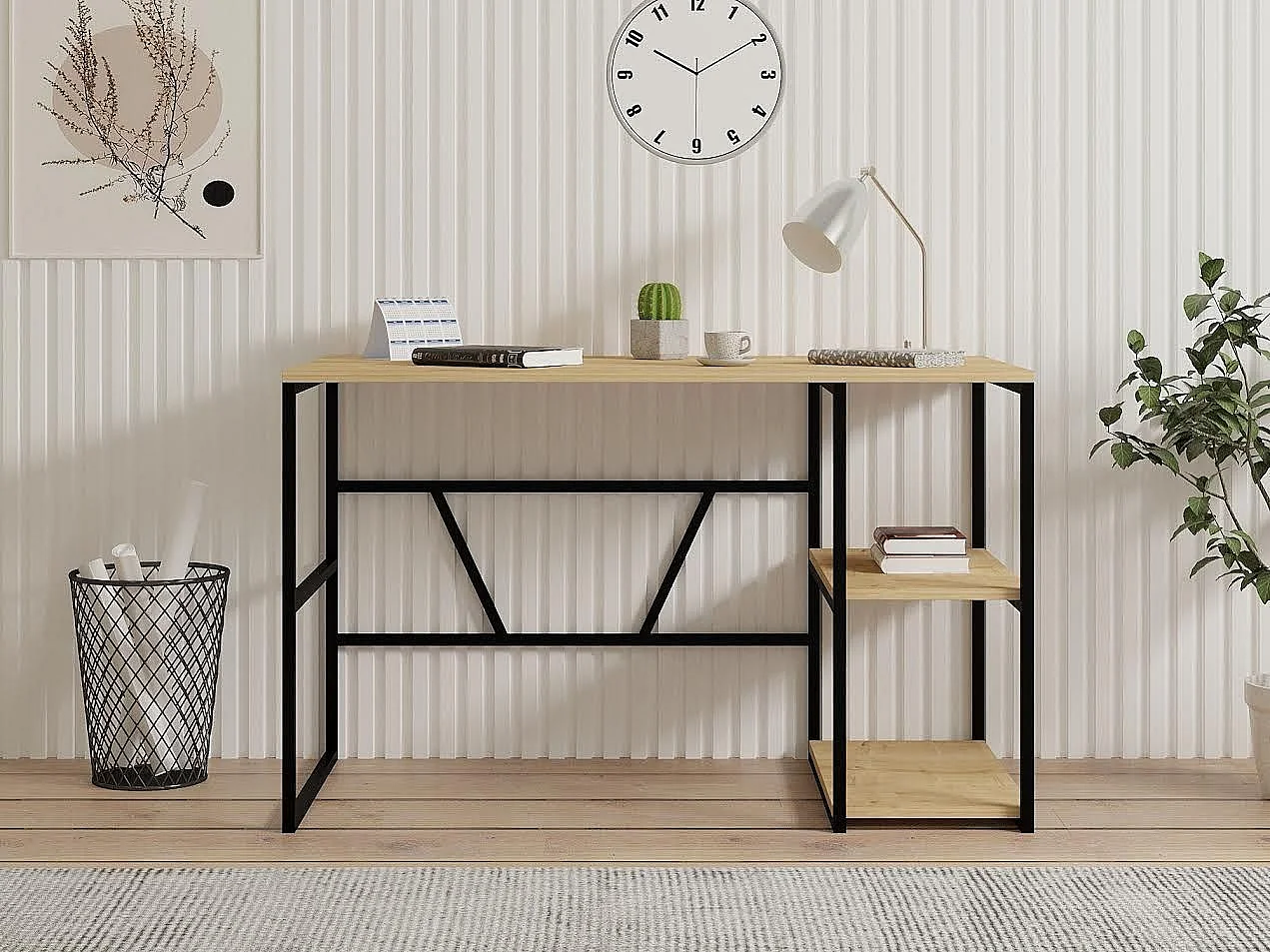 Konsole Persiceto, ein Regal, 120x60x74h cm Eichenbraun, 2 Fächer, Regalfarbe Braun