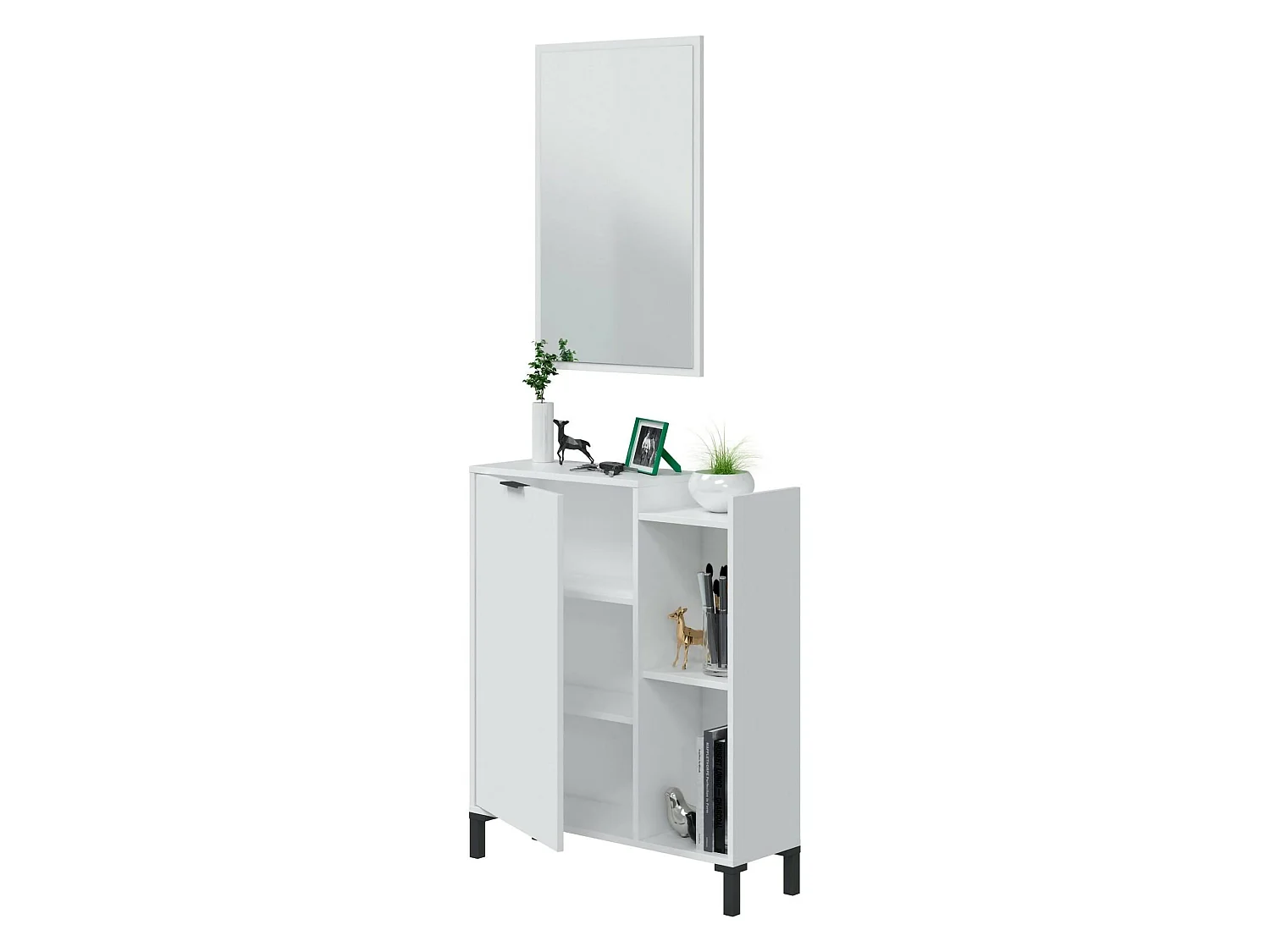 Meuble Sous-vasque\ Argusto, Miroir Inclus, 24x77x91h cm Blanc