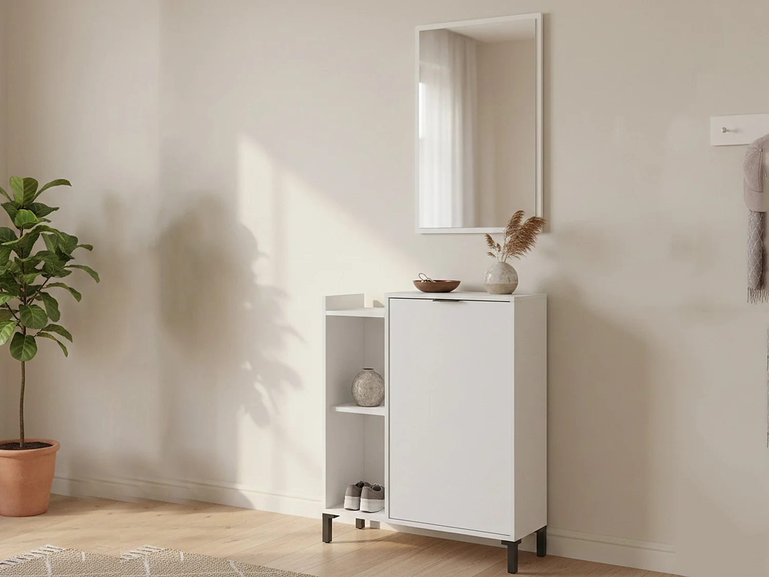 Meuble Sous-vasque\ Argusto, Miroir Inclus, 24x77x91h cm Blanc