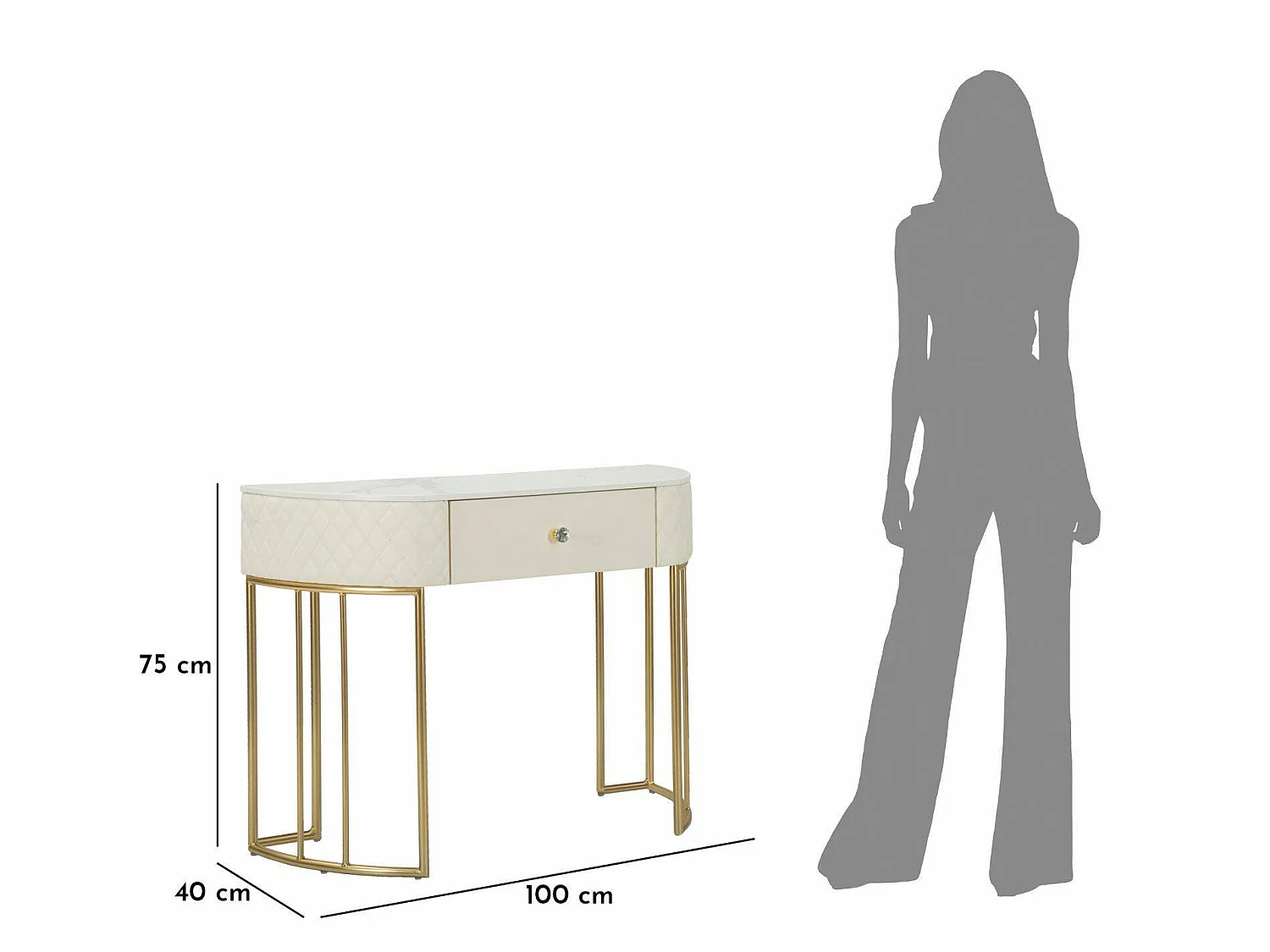 Consolle Niccolo, Ripiani, 40x100x75h cm oro