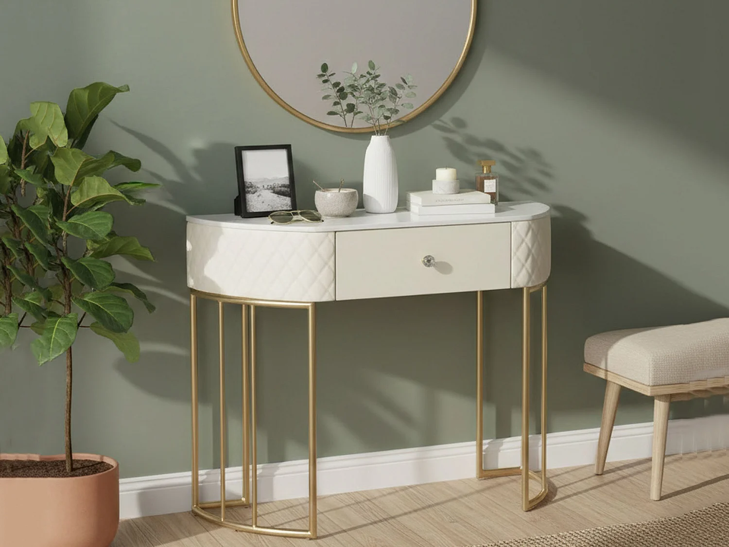 Consolle Niccolo, Ripiani, 40x100x75h cm oro