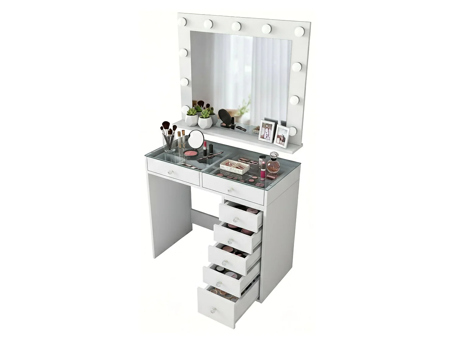 Consolle Algiedi, Specchio Incluso, 45x90x80h cm Bianco