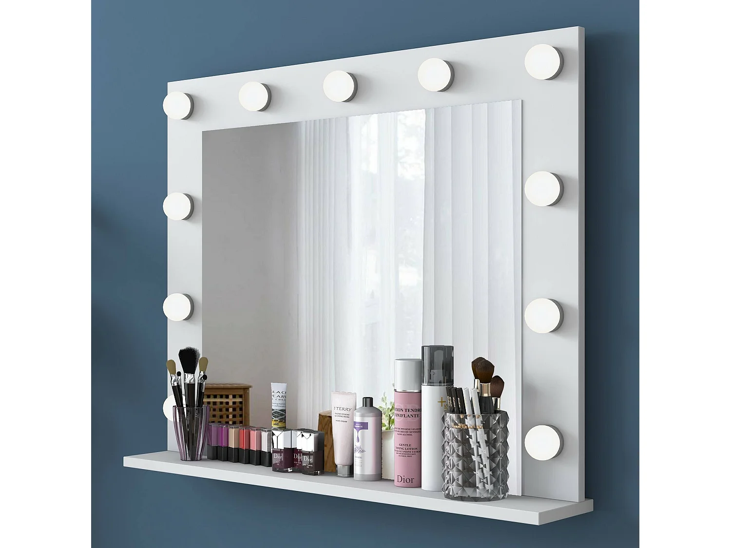 Consolle Algiedi, Specchio Incluso, 45x90x80h cm Bianco