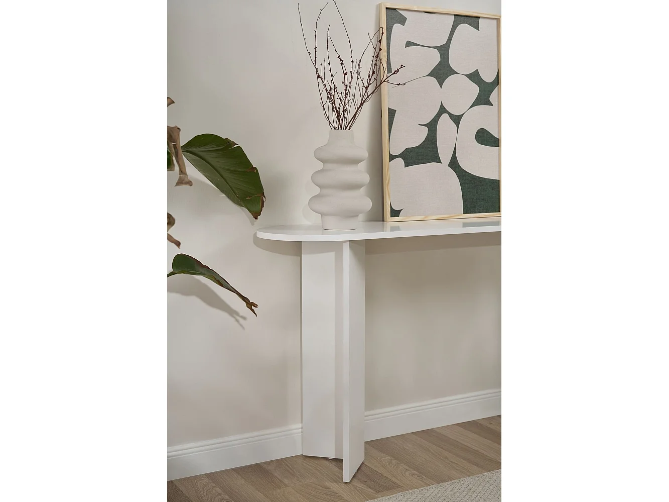 Consolle Cercino, un Ripiano, 150x35x75h cm Bianco, Peso Supportato 25 kg, Colore Ripiano Bianco