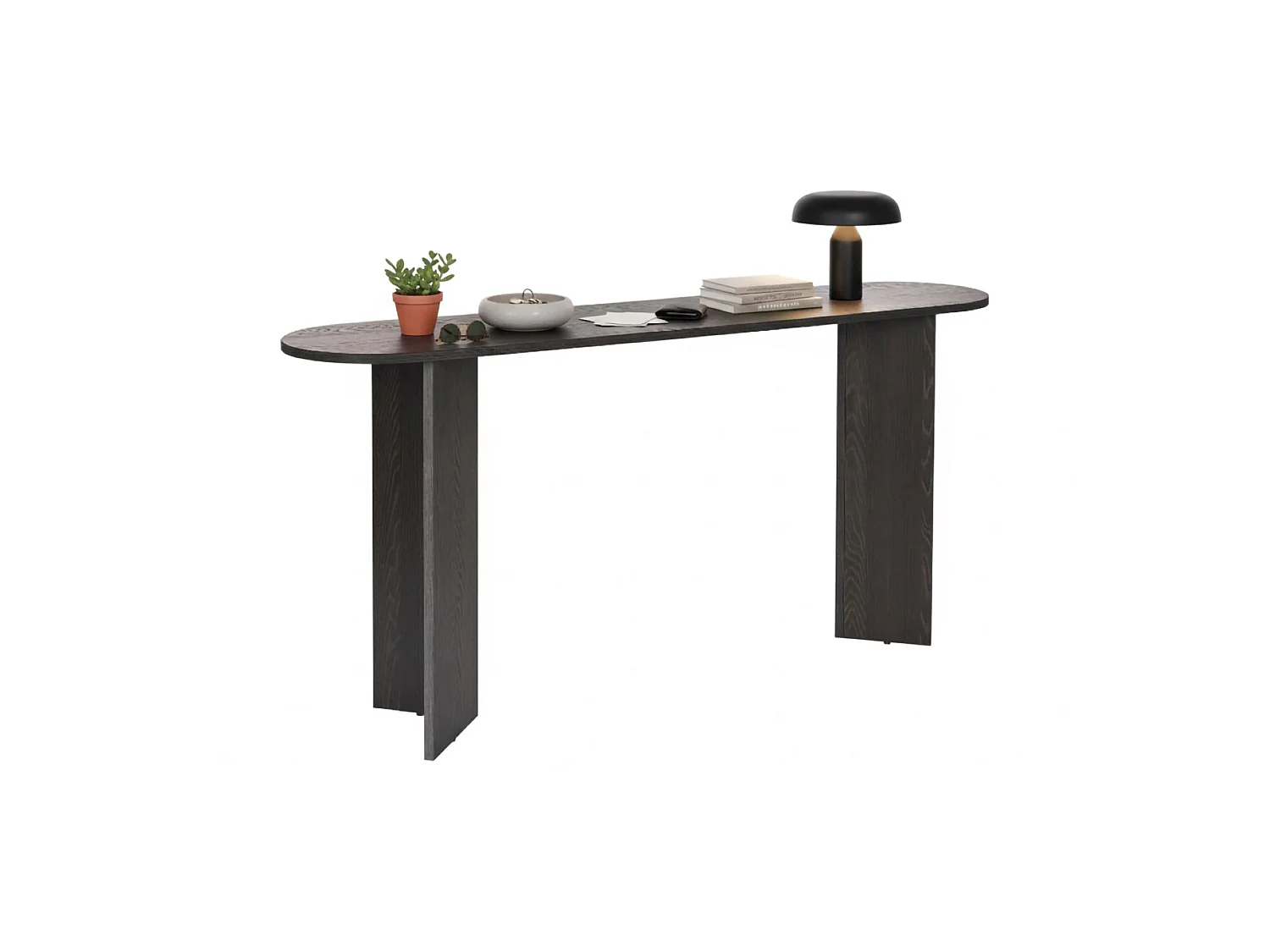 Consolle Cercino, un Ripiano, 150x35x75h cm Nero, Peso Supportato 25 kg, Colore Ripiano Nero