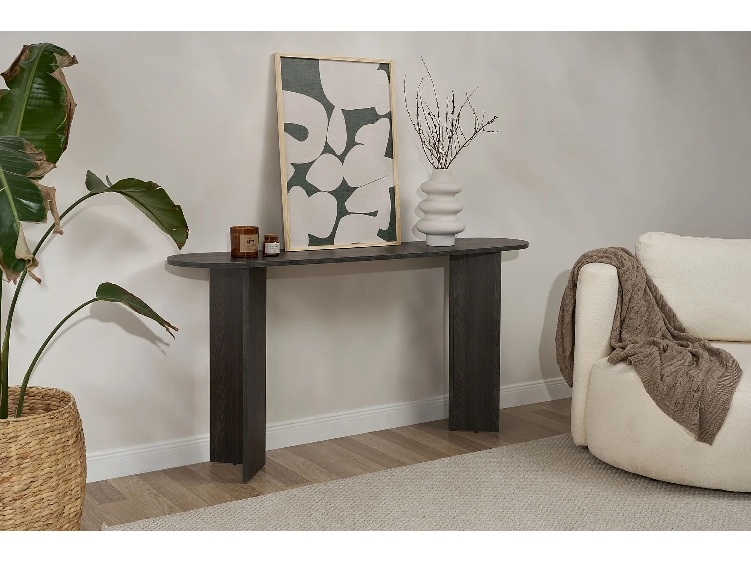 Consolle Cercino, un Ripiano, 150x35x75h cm Nero, Peso Supportato 25 kg, Colore Ripiano Nero