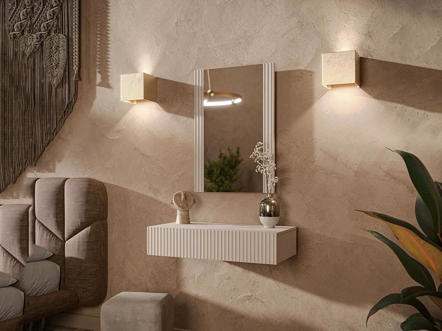Console Fafe, Miroir Inclus, 41.6x80x97h cm Beige