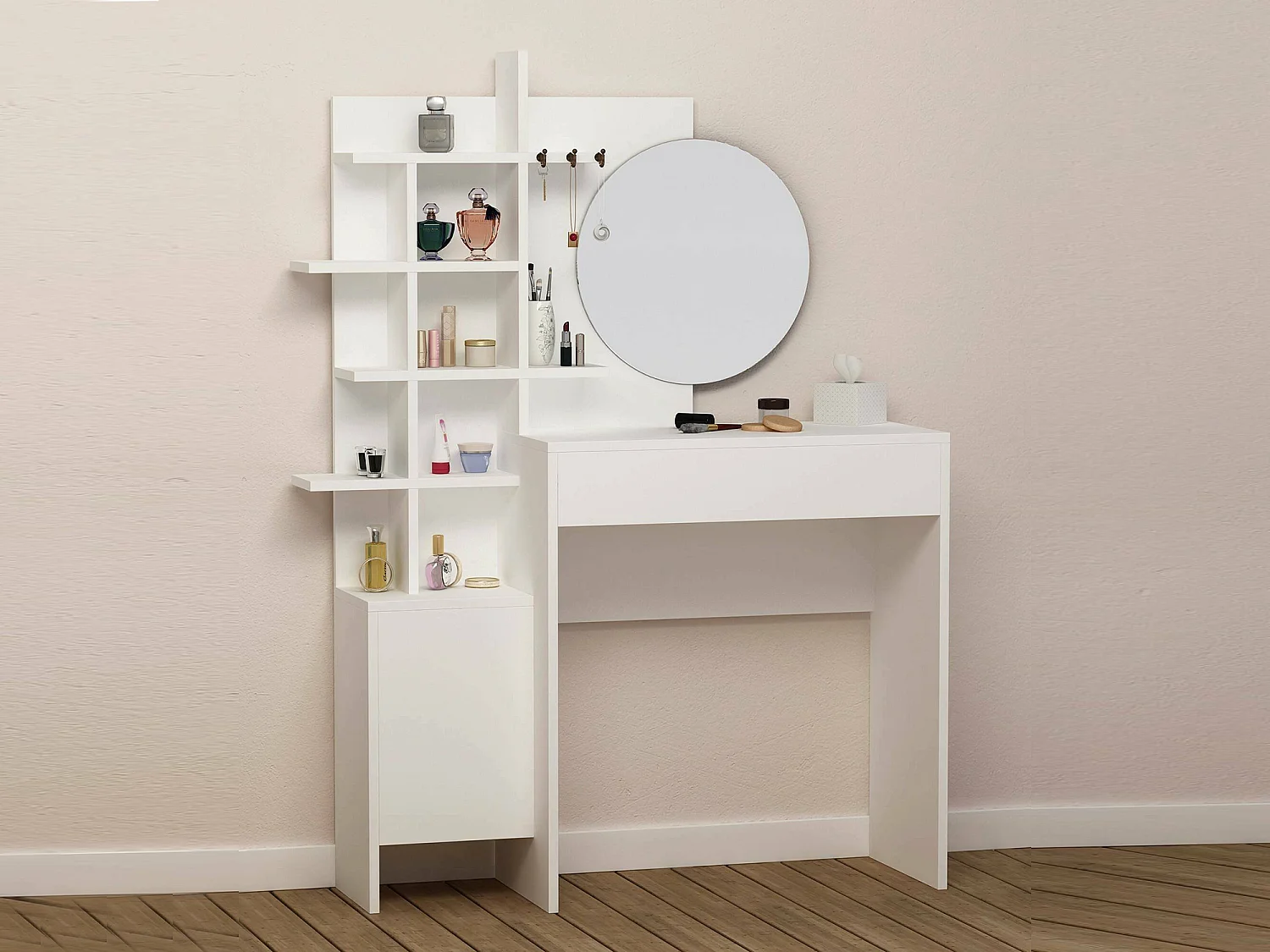 Consolle Pago, Specchio Incluso, 35x71.5x83h cm Bianco