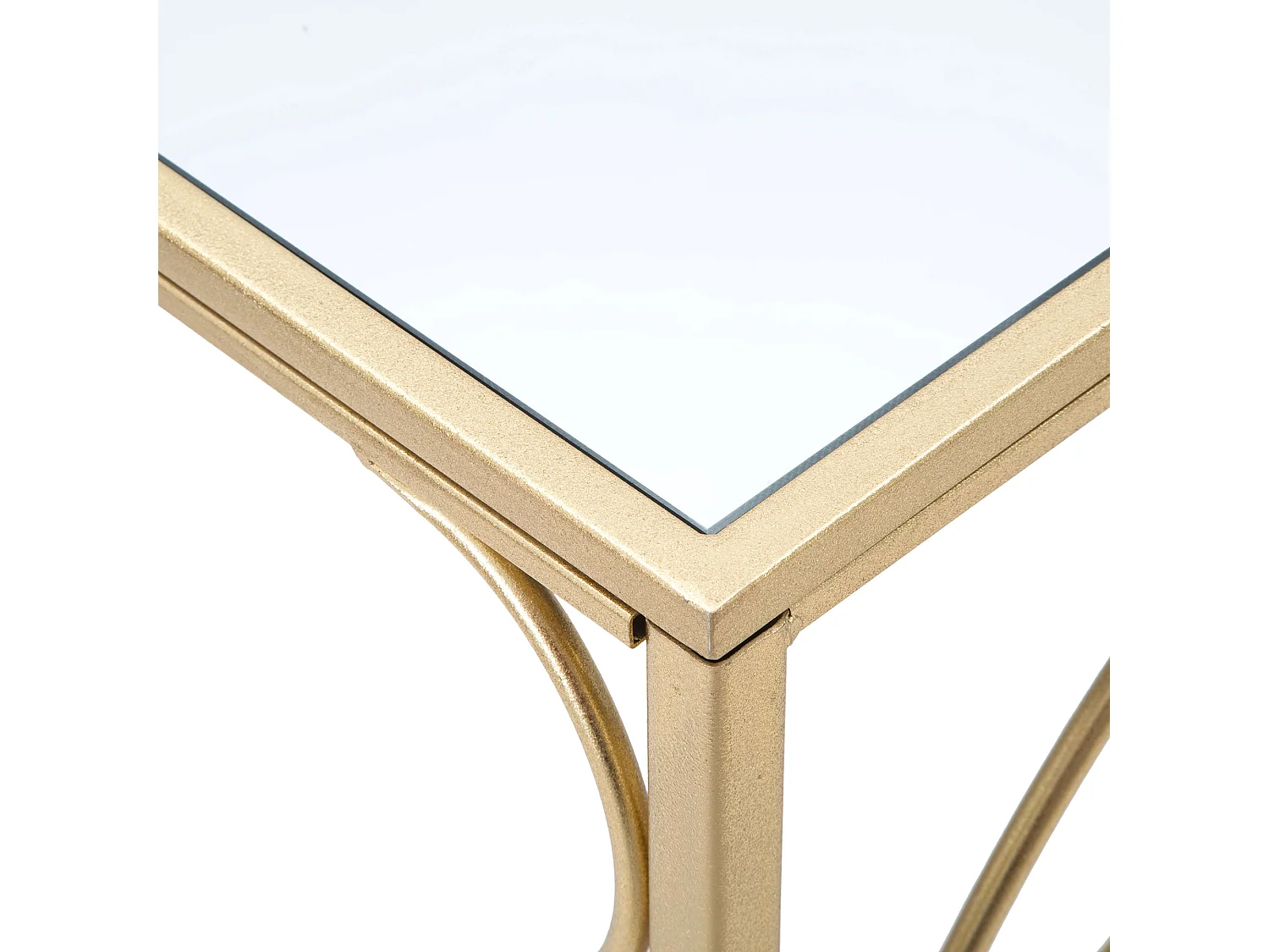 Consolle Dilija, un plateau, 140x40x80h cm or, structure en verre, plateau transparent