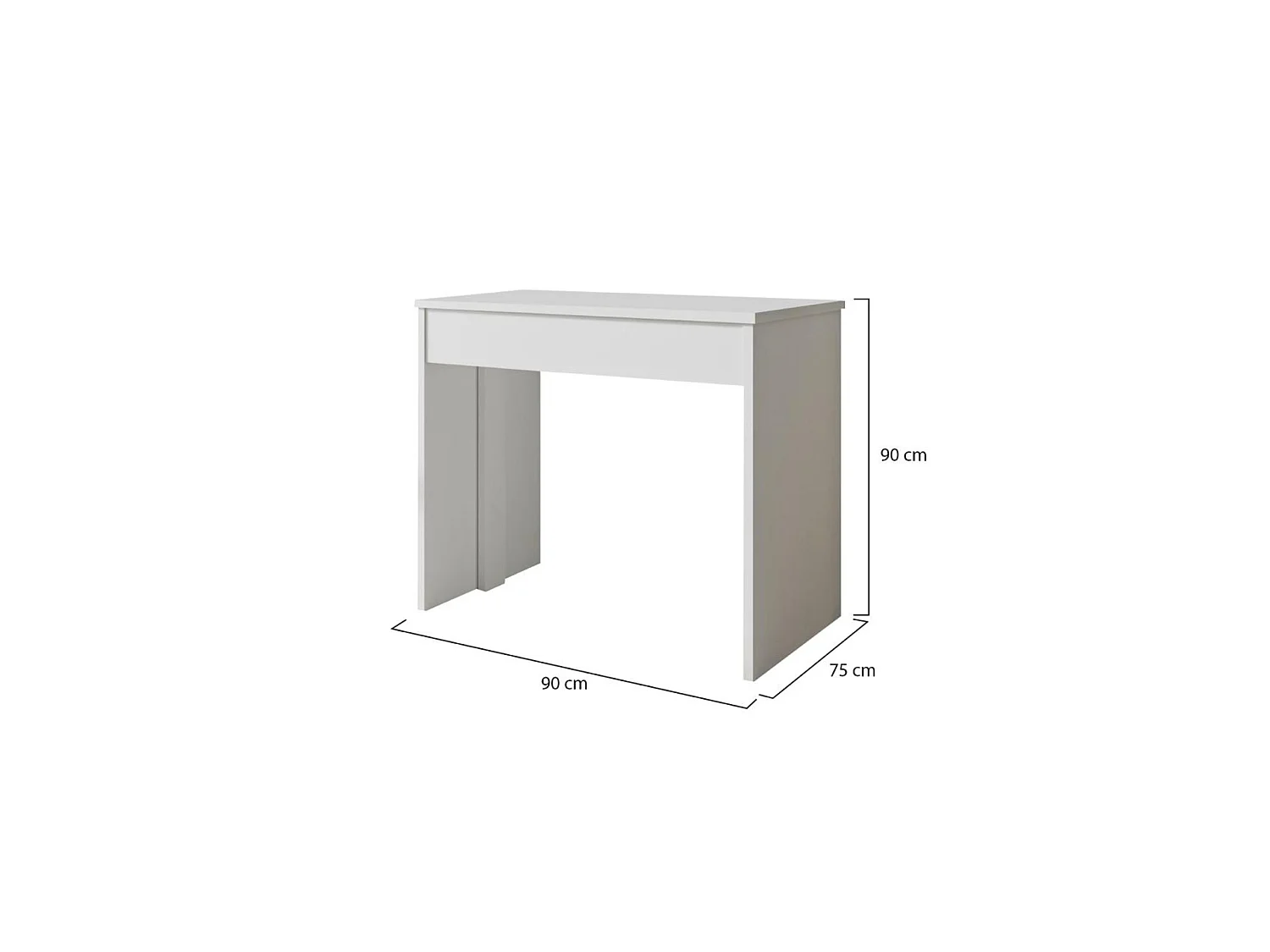 Console extensible Luisago, 12 places, 302x75x90h cm, blanc, mécanisme d'extension à rallonges centrales