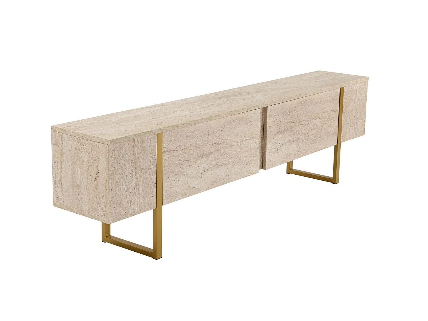 TV-meubel Lilith, één legplank, 180x30x50h cm beige, klepopening, 2 deuren