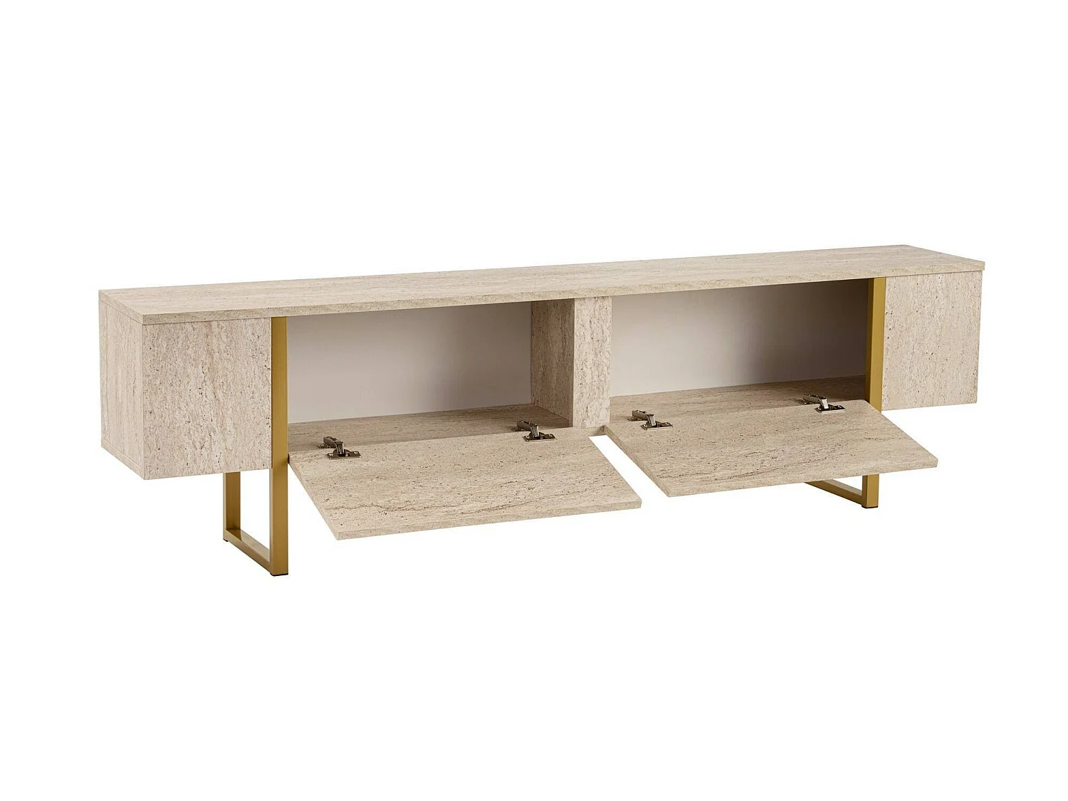 TV-meubel Lilith, één legplank, 180x30x50h cm beige, klepopening, 2 deuren